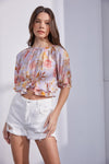 Lailah Ruffle Cut Out Floral Top (See Matching Shorts)