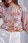 Lailah Ruffle Cut Out Floral Top (See Matching Shorts)