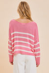 Trilby Stripe Lightweight Knit Top - Pink
