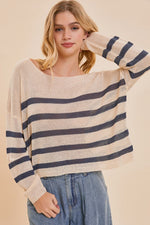 Trilby Stripe Lightweight Knit Top - Cream