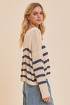 Trilby Stripe Lightweight Knit Sweater Top - Cream