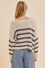 Trilby Stripe Lightweight Knit Sweater Top - Cream