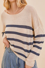 Trilby Stripe Lightweight Knit Top - Cream