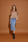 Trilby Stripe Lightweight Knit Top - Brown