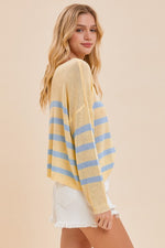 Trilby Stripe Lightweight Knit Sweater Top - Yellow