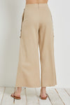 Abdele Linen High Waisted Side Button Cropped Pants - Taupe