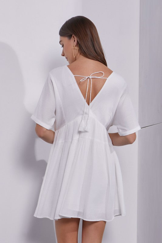 Anisa Babydoll Mini Dress - White