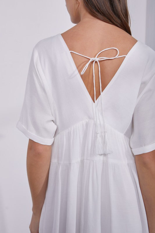 Anisa Babydoll Mini Dress - White