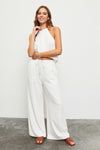 Brontia Halter Top And Wide Leg Pant Set - White