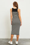 Dioney Knit Stripe Side Slit Midi Dress