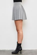 Danilyn Knit Pleated Mini Skirt - Grey