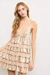 Lillee Multi Layer Tiered Ruffle Mini Sequin Dress