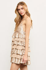 Lillee Multi Layer Tiered Ruffle Mini Sequin Dress