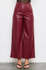 Vali Faux Leather Wide Leg Pants - Wine