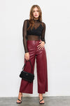 Vali Faux Leather Wide Leg Pants - Wine