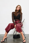 Vali Faux Leather Wide Leg Pants - Wine