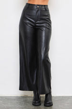 Vali Faux Leather Wide Leg Pants - Black