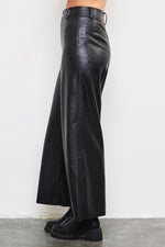 Vali Faux Leather Wide Leg Pants - Black