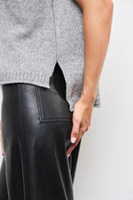 Vali Faux Leather Wide Leg Pants - Black