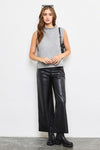 Vali Faux Leather Wide Leg Pants - Black