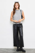 Vali Faux Leather Wide Leg Pants - Black