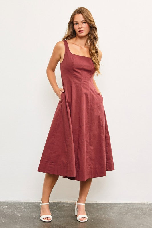 Maddy A-Line Square Neck Maxi Dress