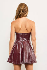 Ariadne Strapless Faux Leather Bustier A-Line Mini Dress