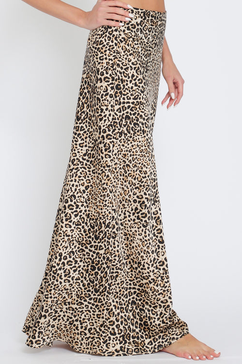 Cannie Satin Leopard Maxi Skirt - Leopard