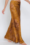 Cannie Satin Floral Maxi Skirt - Camel/Floral