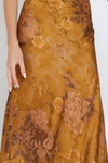 Cannie Satin Floral Maxi Skirt - Camel/Floral