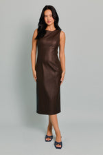 Tay Faux Leather Sleeveless Midi Dress