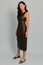 Tay Faux Leather Sleeveless Midi Dress