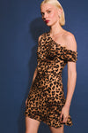 Ellena Leopard Asymmetrical Mini Dress