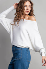 Kasey Light Weight Off The Shoulder Long Sleeve Top - Off White