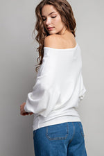 Kasey Light Weight Off The Shoulder Long Sleeve Top - Off White