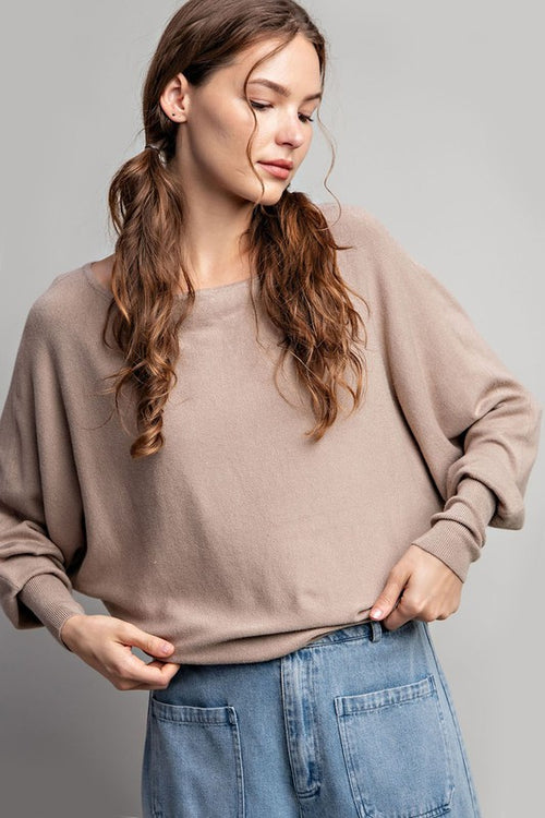 Kasey Light Weight Off The Shoulder Long Sleeve Top - Coco