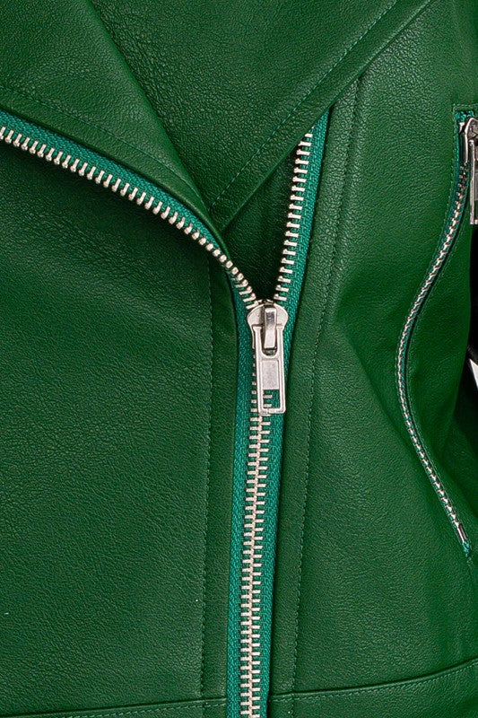 Sandie Faux Leather Mini Moto Jacket