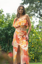 Rayna Tropical Wrap Maxi Skirt And Ruffle Top Set