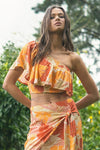 Rayna Tropical Wrap Maxi Skirt And Ruffle Top Set