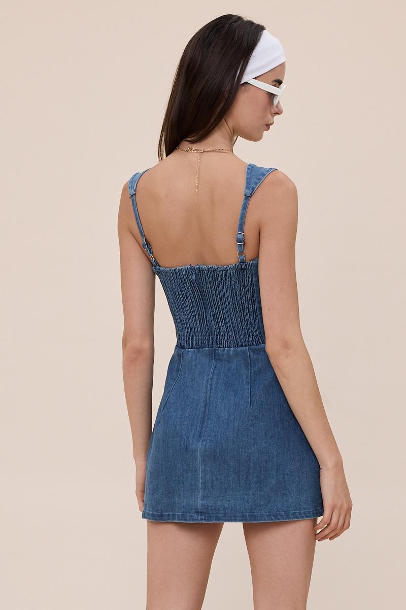 denim dress with shorts underneath Styling a Short Denim Dress for Petite Fashion