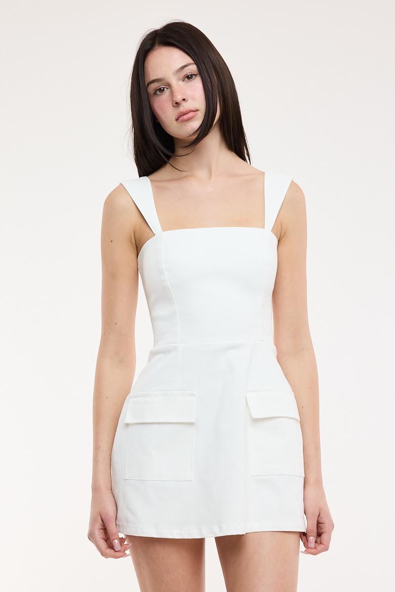 mini dress with shorts underneath Roxie Square Neck Under Shorts Mini Dress