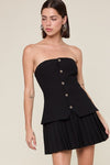 Fran Strapless Vest Style Pleated Skirt Mini Dress