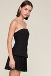 Fran Strapless Vest Style Pleated Skirt Mini Dress