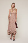 Ariella Paisley High-Low Ruffle Maxi Dress