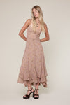 Ariella Paisley High-Low Ruffle Maxi Dress