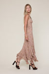 Ariella Paisley High-Low Ruffle Maxi Dress