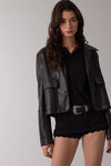 Alycia Faux Leather Pocket Detail Jacket
