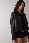 Alycia Faux Leather Pocket Detail Jacket