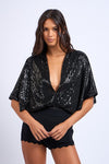 Franceen Plunge Neckline Sequin Bodysuit