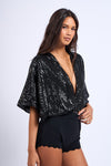 Franceen Plunge Neckline Sequin Bodysuit